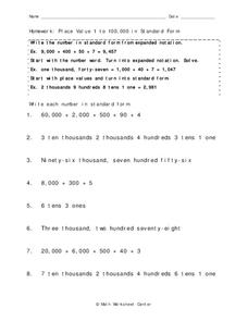 Place Value Worksheet Place Value Worksheet