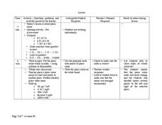 Place Value Lesson Plan Place Value Lesson Plan