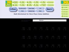 Place Value Addition Worksheet Place Value Addition Worksheet