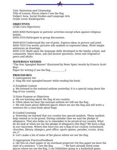 Places where I see the flag Lesson Plan Places where I see the flag Lesson Plan