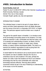 Introduction to Sexism Lesson Plan Introduction to Sexism Lesson Plan