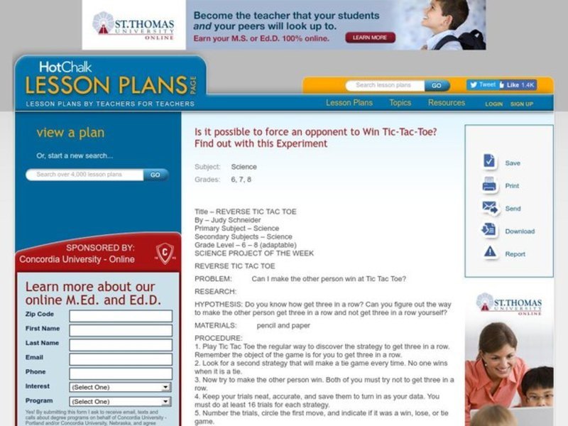 REVERSE TIC TAC TOE Lesson Plan REVERSE TIC TAC TOE Lesson Plan