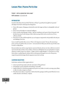 Poems Put to Use Lesson Plan Poems Put to Use Lesson Plan