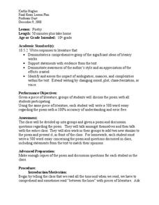 Poetry Lesson Plan Poetry Lesson Plan