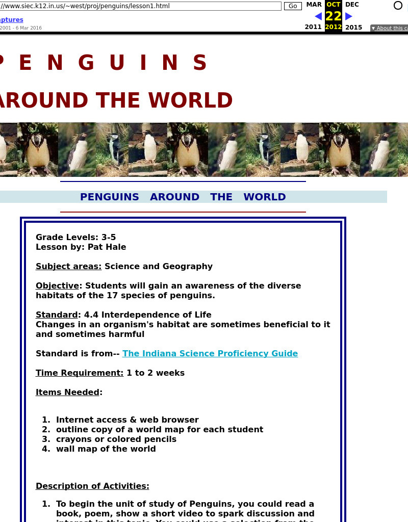 Penguins Around the World Lesson Plan Penguins Around the World Lesson Plan