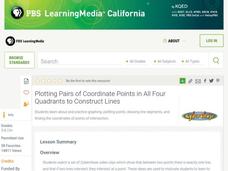 Plotting Pairs of Coordinate Points in All Four Quadrants to Construct Lines Lesson Plan Plotting Pairs of Coordinate Points in All Four Quadrants to Construct Lines Lesson Plan