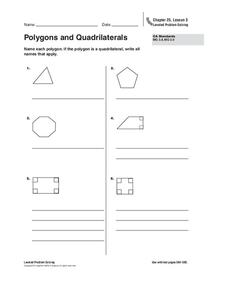 Polygons and Quadrilaterals Worksheet Polygons and Quadrilaterals Worksheet