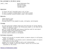 Mass and Weight in the Metric System Lesson Plan Mass and Weight in the Metric System Lesson Plan