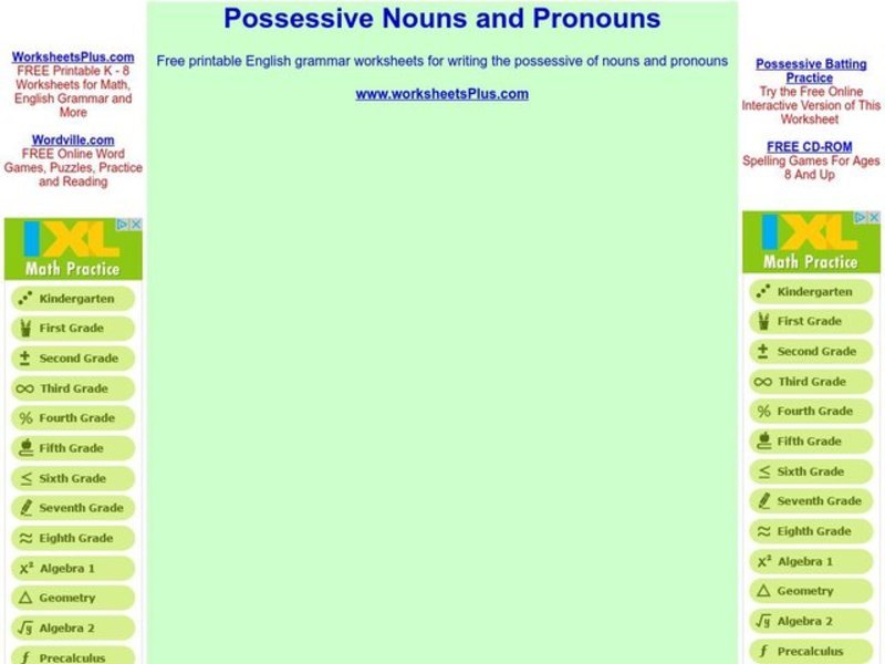 Possessive Nouns and Pronouns Worksheet Possessive Nouns and Pronouns Worksheet
