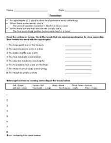 Possessives Worksheet Possessives Worksheet