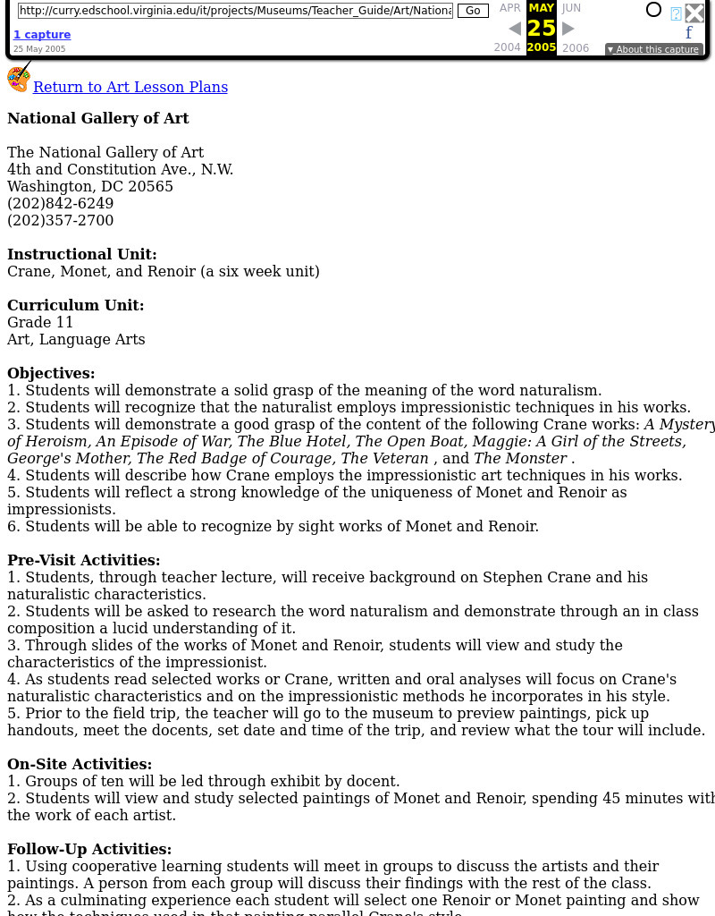 National Gallery of Art Lesson Plan National Gallery of Art Lesson Plan