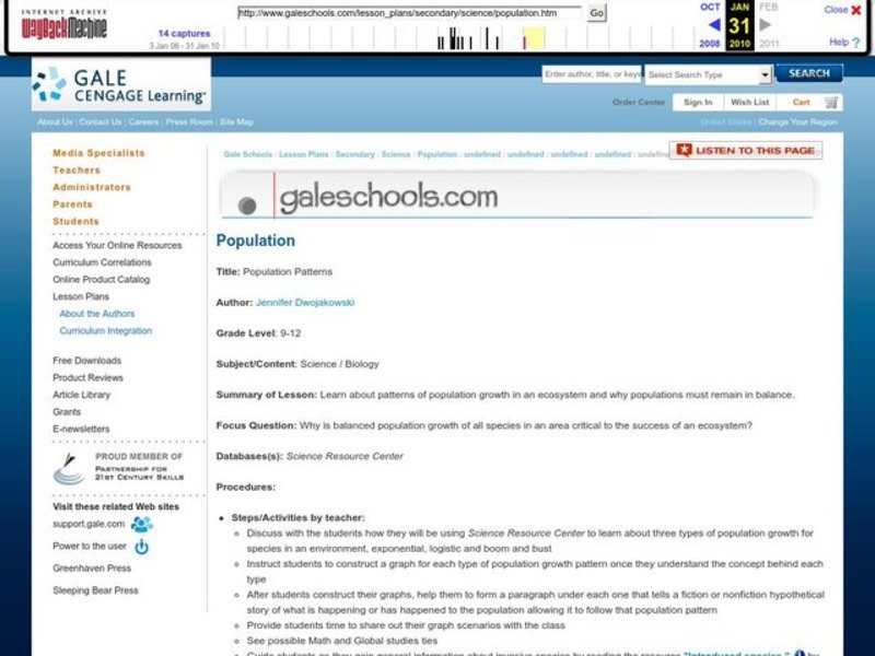 Population Patterns Lesson Plan Population Patterns Lesson Plan