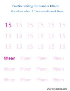 Practice Writing the Number Fifteen Worksheet Practice Writing the Number Fifteen Worksheet
