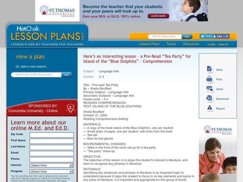 Pre-Read Tea Party Lesson Plan Pre-Read Tea Party Lesson Plan