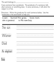 Predicates Worksheet Predicates Worksheet