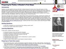 Preparing for Poetry: A Reader's First Steps Lesson Plan Preparing for Poetry: A Reader's First Steps Lesson Plan