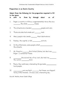 Prepositions in an Exotic Country Worksheet Prepositions in an Exotic Country Worksheet