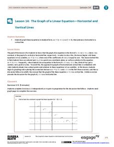 The Graph of a Linear Equation—Horizontal and Vertical Lines Lesson Plan The Graph of a Linear Equation—Horizontal and Vertical Lines Lesson Plan