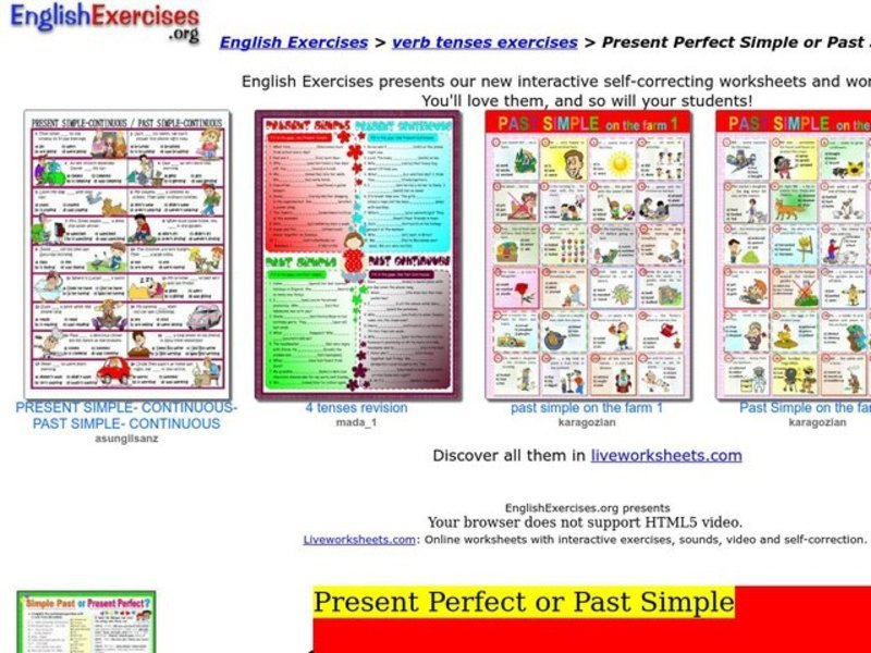 Present Perfect Simple or Past Simple Interactive Present Perfect Simple or Past Simple Interactive