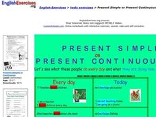 Present Simple or Present Continuous Interactive Present Simple or Present Continuous Interactive