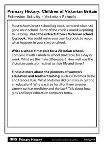 Primary History Children of Victorian Britain Extension Activity - Victorian Schools Organizer Primary History Children of Victorian Britain Extension Activity - Victorian Schools Organizer
