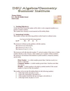 Prime Numbers and Factors Lesson Plan Prime Numbers and Factors Lesson Plan