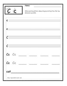 Printing the Letter C Lesson Plan Printing the Letter C Lesson Plan