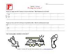 Printing the Letter F Worksheet Printing the Letter F Worksheet