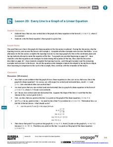 Every Line is a Graph of a Linear Equation Lesson Plan Every Line is a Graph of a Linear Equation Lesson Plan