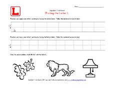 Printing the Letter L Worksheet Printing the Letter L Worksheet