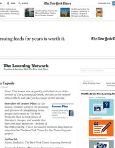 Time in a Capsule Lesson Plan Time in a Capsule Lesson Plan