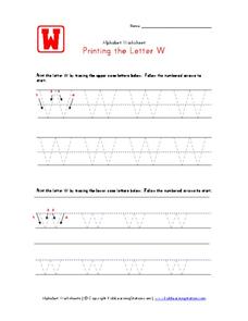Printing the Letter W Worksheet Printing the Letter W Worksheet