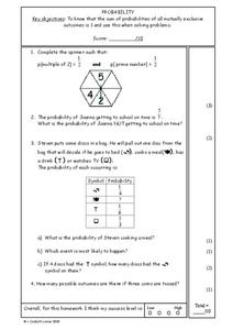 Probability Worksheet Probability Worksheet