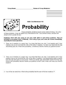 Probability Worksheet Probability Worksheet