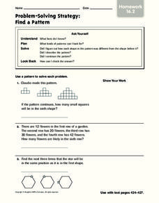 Problem-Solving Strategy: Find a Pattern: Homework Worksheet Problem-Solving Strategy: Find a Pattern: Homework Worksheet