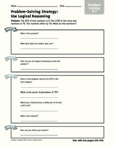 Problem-Solving Strategy: Use Logical Reasoning Organizer Problem-Solving Strategy: Use Logical Reasoning Organizer