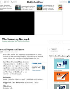 Environmental Rhyme and Reason Lesson Plan Environmental Rhyme and Reason Lesson Plan