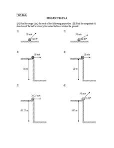 Projectiles Worksheet Projectiles Worksheet