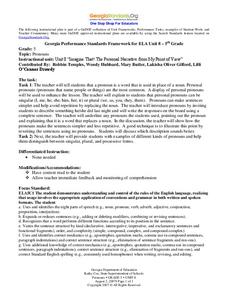 Pronouns Lesson Plan Pronouns Lesson Plan