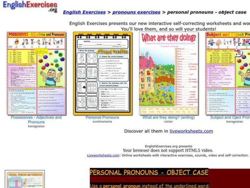 Pronouns Worksheet Pronouns Worksheet