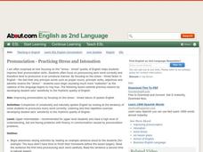 Pronunciation: Practicing Stress and Intonation Lesson Plan Pronunciation: Practicing Stress and Intonation Lesson Plan