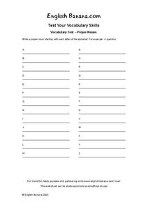 Proper Nouns Worksheet Proper Nouns Worksheet