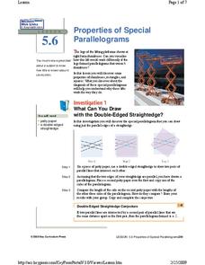 Properties of Special Parallelograms Lesson Plan Properties of Special Parallelograms Lesson Plan