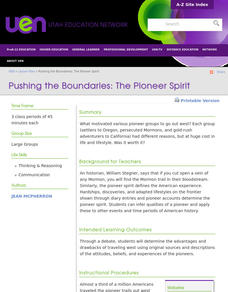 Pushing the Boundaries: The Pioneer Spirit Lesson Plan Pushing the Boundaries: The Pioneer Spirit Lesson Plan
