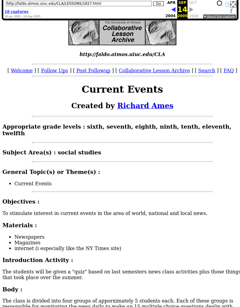 Current Events Lesson Plan Current Events Lesson Plan