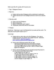 Pythagorean Theorem Lesson Plan Pythagorean Theorem Lesson Plan
