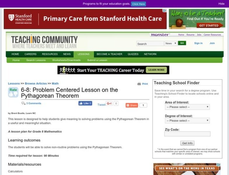 Pythagorean Theorem Lesson Plan Pythagorean Theorem Lesson Plan