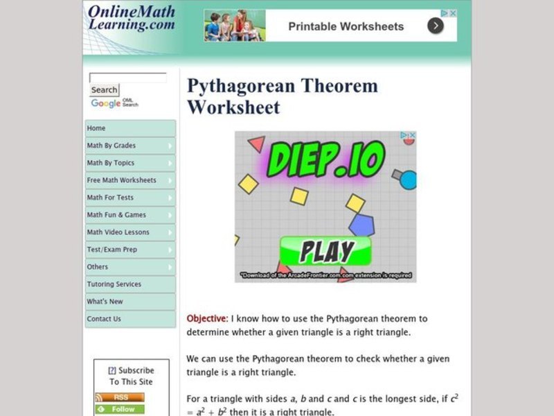 Pythagorean Theorem Worksheet Interactive Pythagorean Theorem Worksheet Interactive