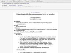 Listening to Airplane Announcements in Movies Lesson Plan Listening to Airplane Announcements in Movies Lesson Plan