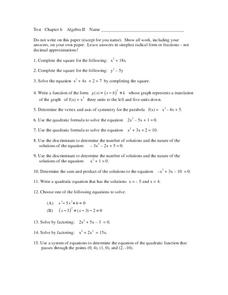 Quadratic Equations Worksheet Quadratic Equations Worksheet
